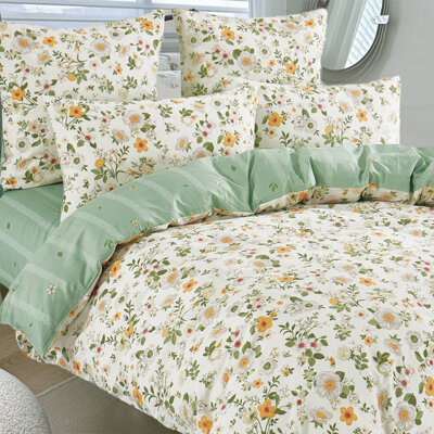 Pościel bawełniana w kwiaty 160x200 4 el. Selena