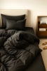 Pościel ciemna szara grafitowa 200x220 4 el. z prześcieradłem