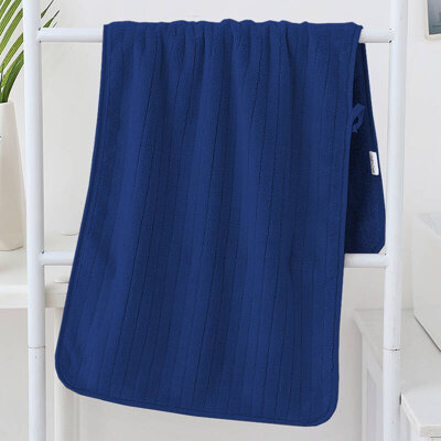 Ręcznik kąpielowy granatowy w paski z mikrofibry 50x100 szybkoschnący