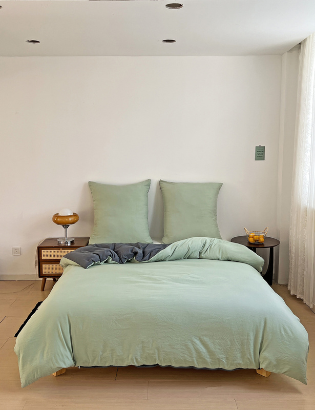 Pościel szałwiowa szara dwukolorowa gładka 200x220 3 el. Sage F19