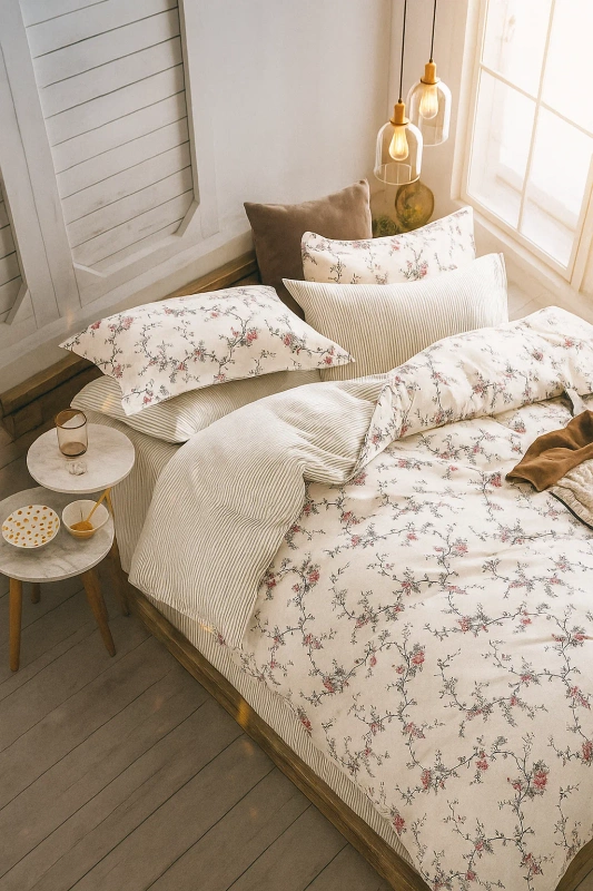 Pościel bawełniana 160x200 3 el. Kwiatki B-674 M856