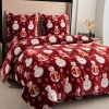Pościel pluszowa zimowa miś świąteczna czerwona w bałwany 200x220 3 el.