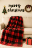 Koc świąteczny czerwony czarny w kratę 160x200