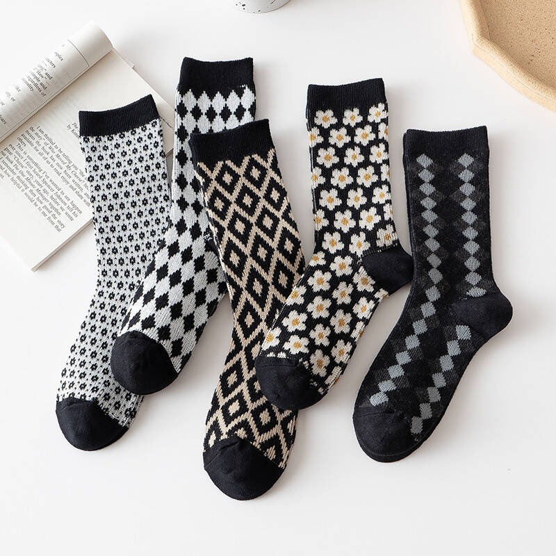 5-pak Skarpetki damskie bawełniane vintage 39-42