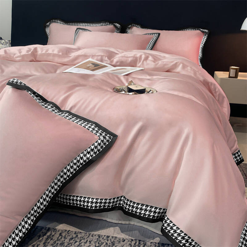 Pościel z lamówką ozdobną różowa 160x200 3 el. FHC2680