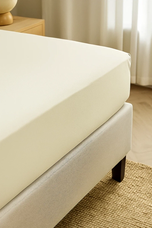 Prześcieradło z gumką kremowe ecru 160x200