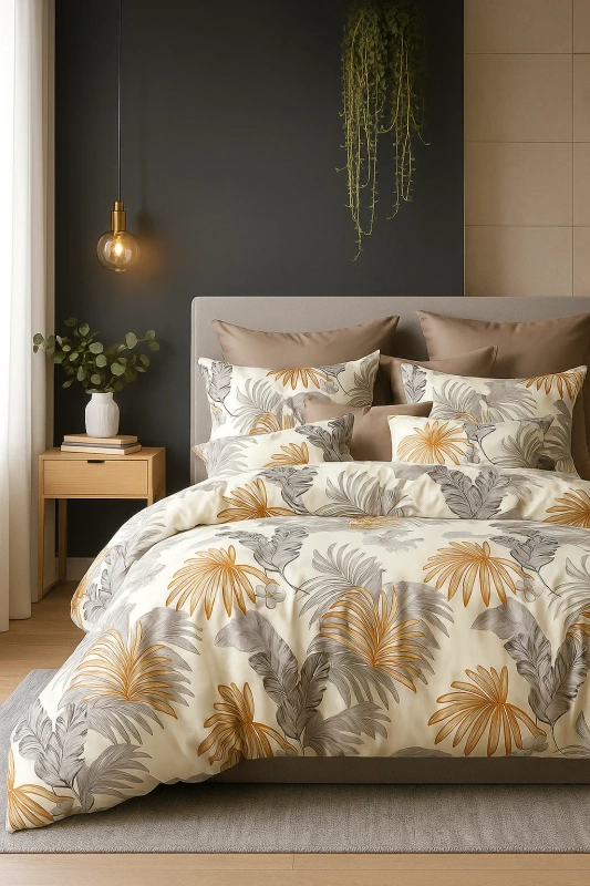 Pościel bawełniana 160x200 3 el. Gold Palm M1527
