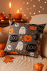 Poszewka na poduszkę Halloween szara w duszki dynie 40x40 BOO!