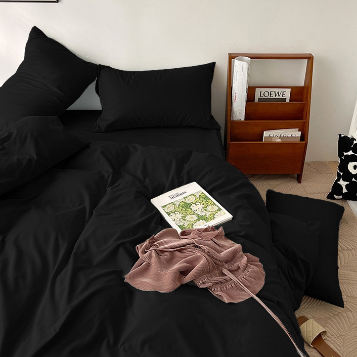 Pościel jednokolorowa gładka 160x200 3 el. czarna S022