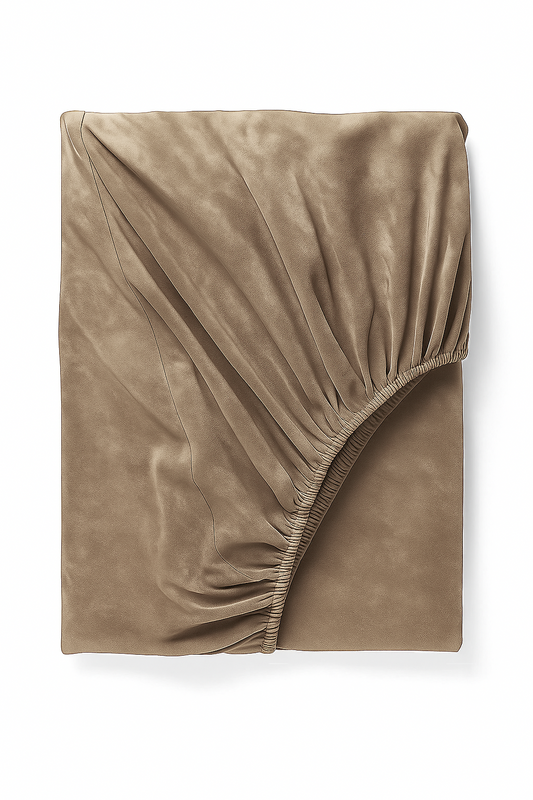 Prześcieradło pluszowe z gumką MIŚ ciemne beżowe 200x220