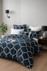 Pościel granatowa geometryczna 160x200 3 el. Lima C-131