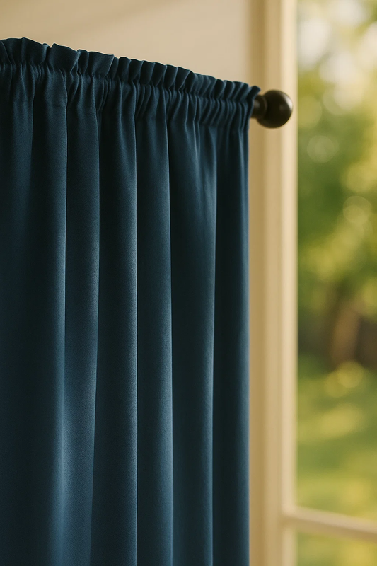Zasłona granatowa na taśmie 140x260