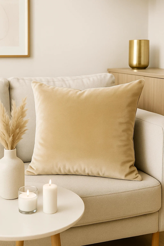 Poszewka na poduszkę welurowa beżowa 40x40