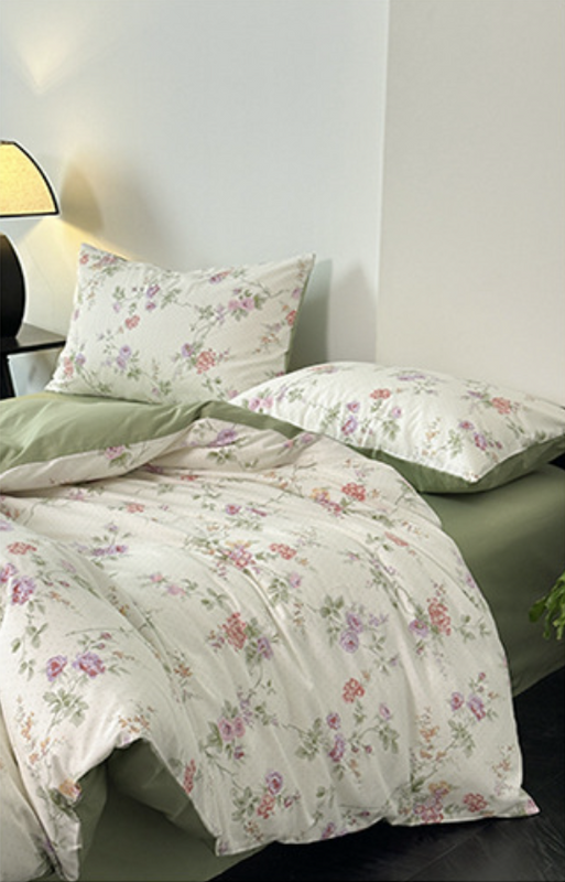Pościel bawełniana we wzór kwiatów 200x220 3 el. Kassya