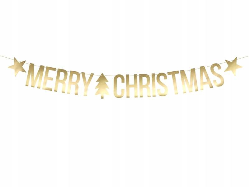 BANER GIRLANDA MERRY CHRISTMAS ZŁOTY 1,5m