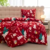 Pościel pluszowa zimowa miś świąteczna czerwona w mikołaje i choinki 200x220 3 el.