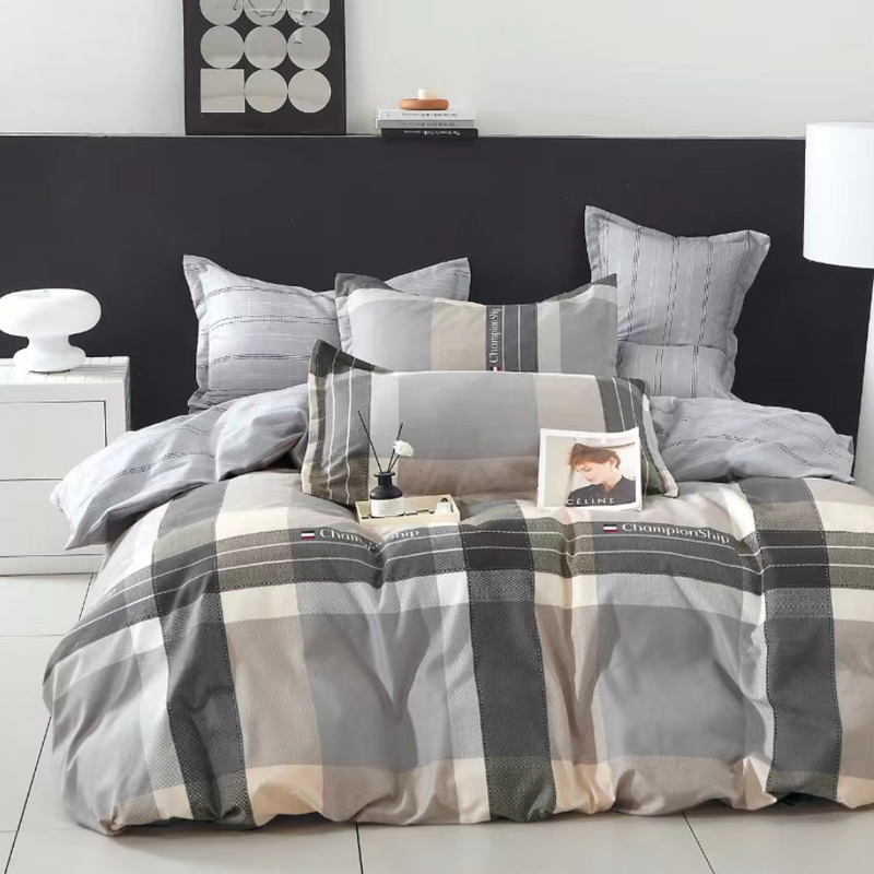 Pościel flanelowa gruba zimowa ciepła w kratę Deva 160x200 3 el.